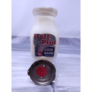 Vintage Half Pint Milk Bottle Coin Bank Bower Mfg. Goshen Indiana
